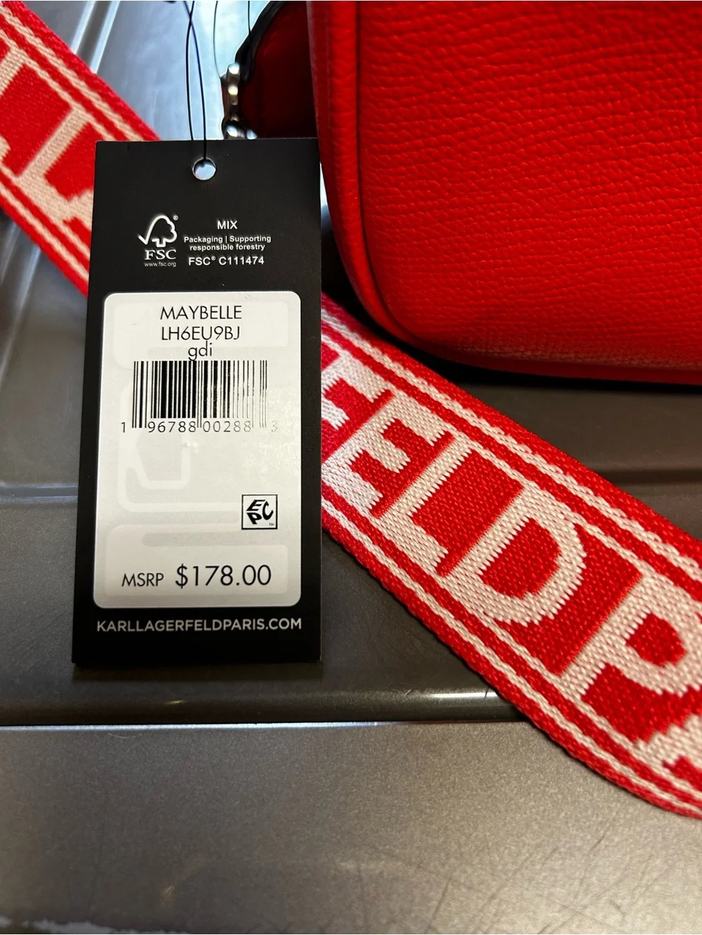 Karl Lagerfeld Bright Red Crossbody Bag with Character Patch